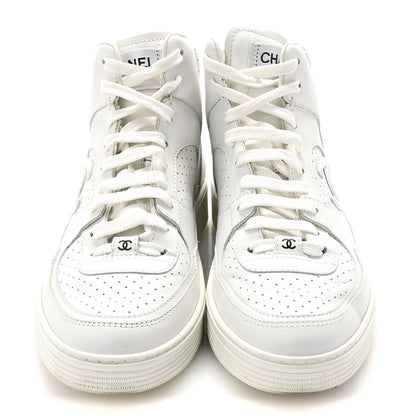 Chanel Calfskin CC High Top Sneaker 38.5 White 3 of 10