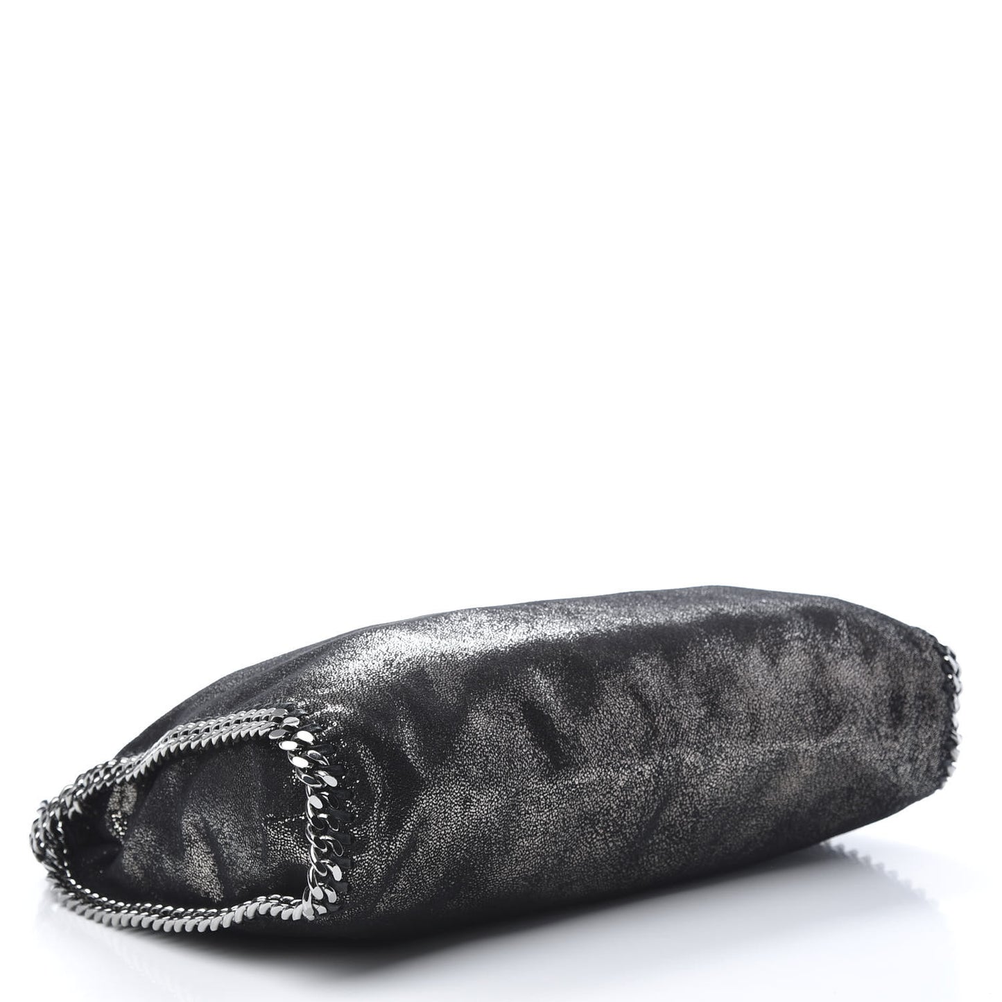 Chamois Shiny Dotted Falabella Fold Over Tote Ruthenium