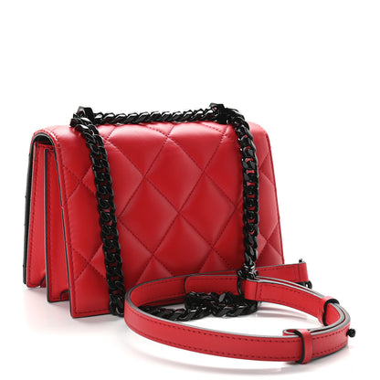 Alexander McQueen Lambskin Quilted Knuckle Shoulder Bag Black Red 2 of 8