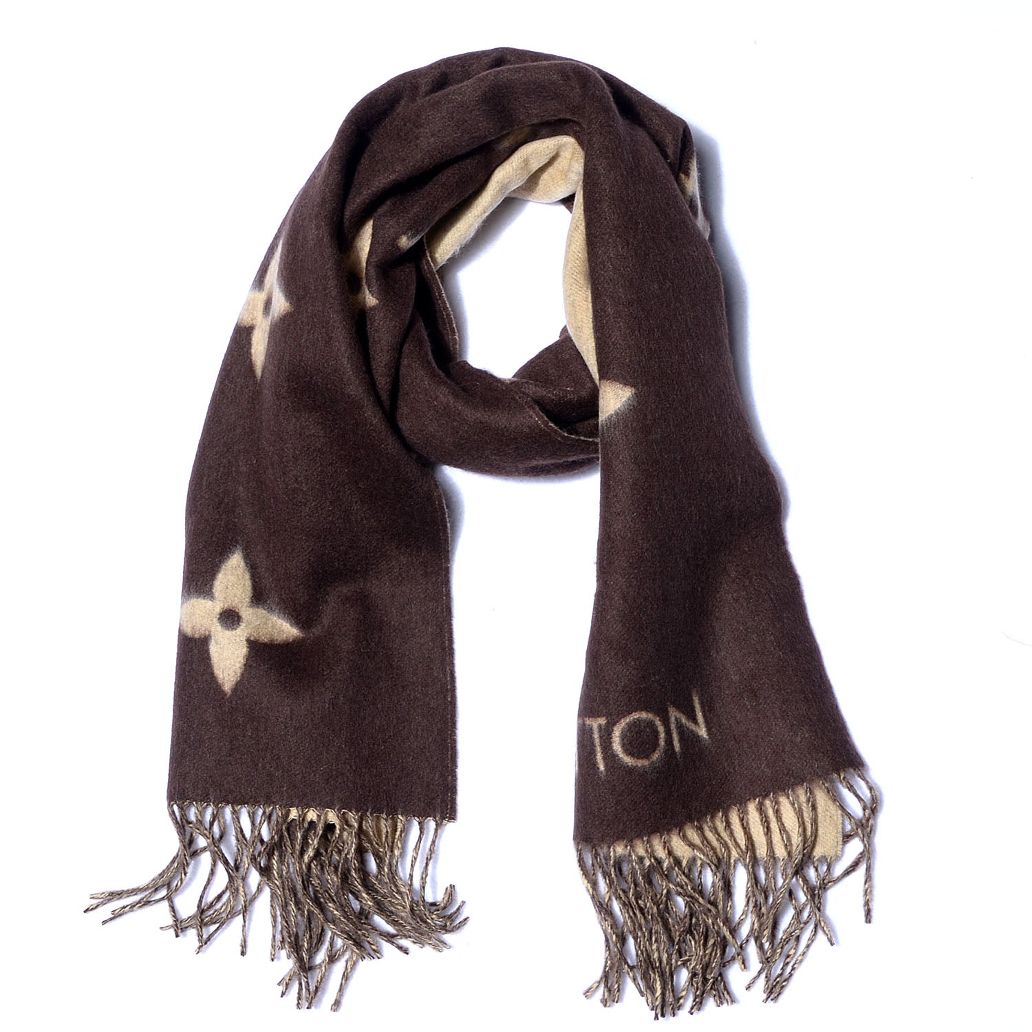 Louis Vuitton Cashmere Monogram Reykjavik Scarf Brown 3 of 5