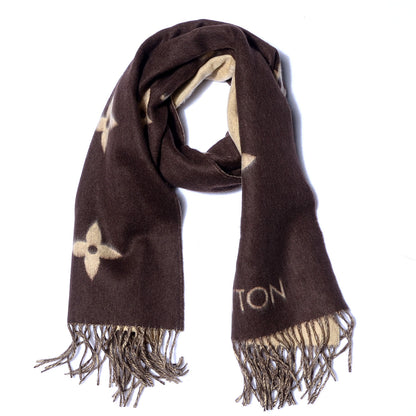 Louis Vuitton Cashmere Monogram Reykjavik Scarf Brown 3 of 5