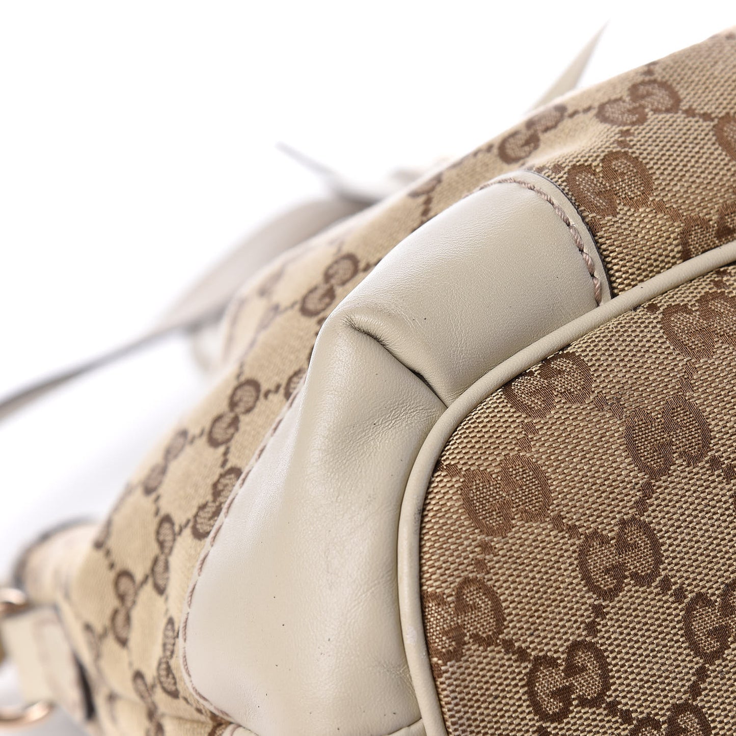 Monogram Margaux Calfskin Medium Sukey Top Handle Bag Beige Ebony Mystic White