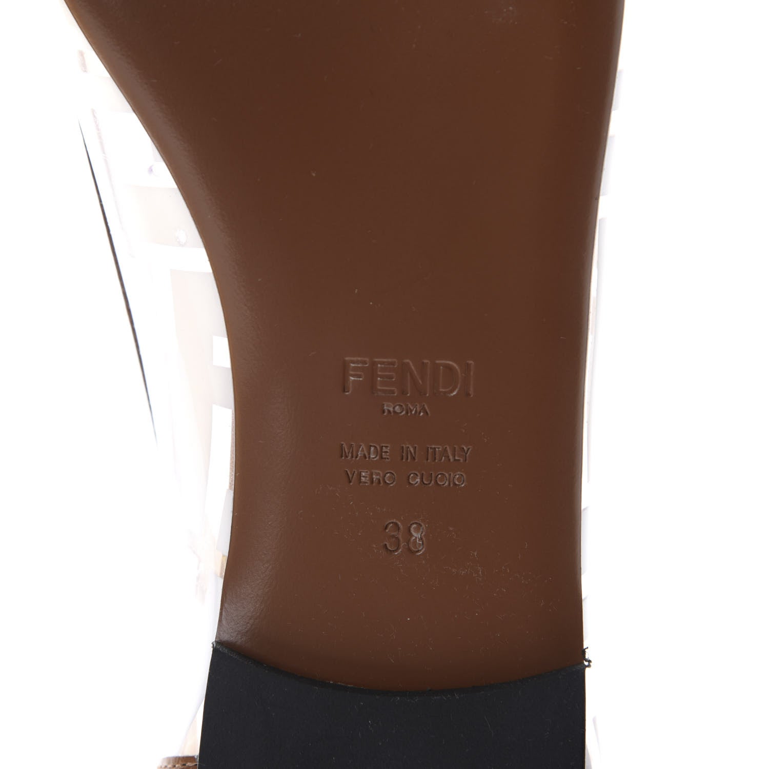 Fendi PVC Calfskin FF Colibri Ballerina Flats 38 White Cuoio 8 of 9