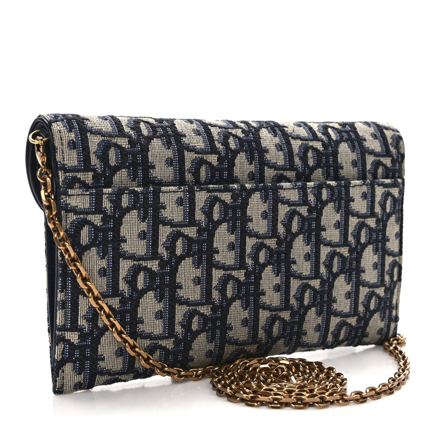 Oblique Saddle Chain Long Wallet Blue