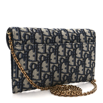 Christian Dior Oblique Saddle Chain Long Wallet Blue 3 of 11