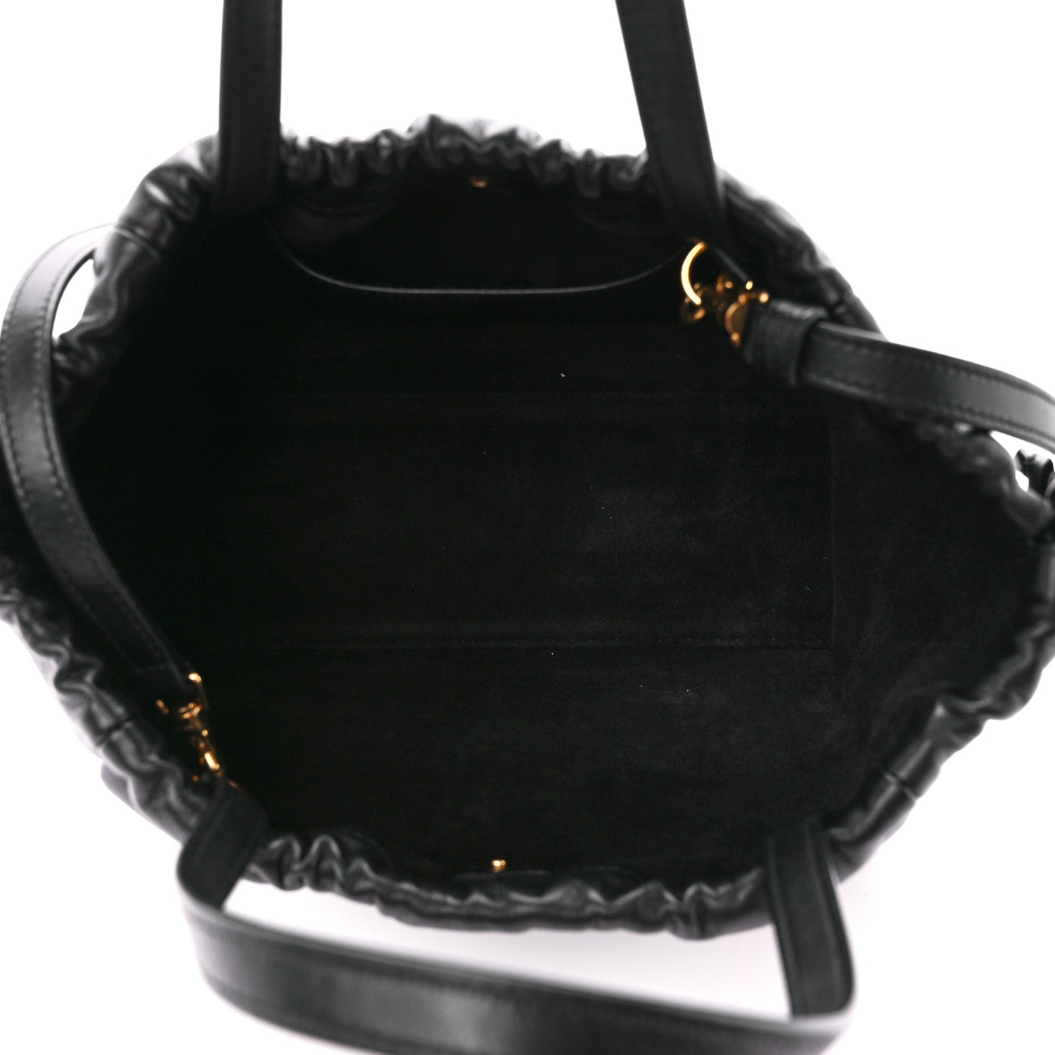 Celine Smooth Calfskin Cuir Small Triomphe Cabas Drawstring Black 5 of 10