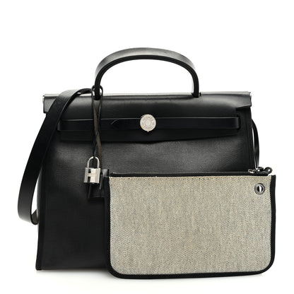 Hermes Toile H Berline Vache Hunter Herbag Zip PM 31 Black Ecru 3 of 11