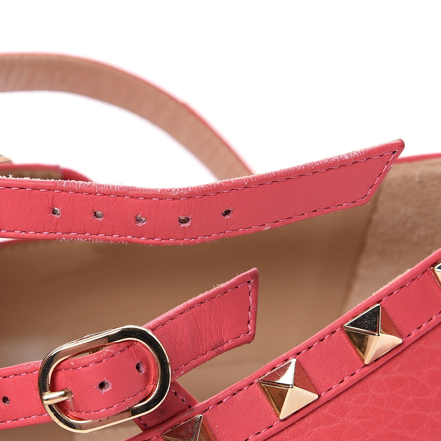 Pebbled Calfskin Rockstud Cage Ballerina Flats 39 Deep Rose