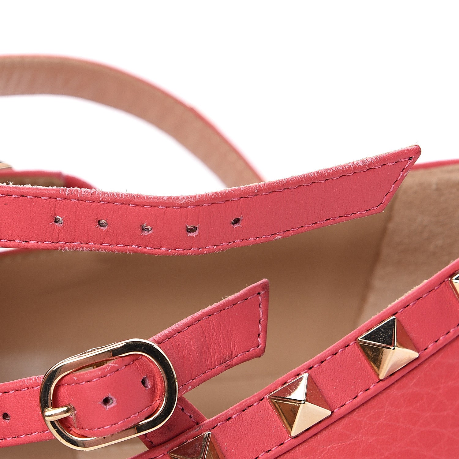 Valentino Garavani Pebbled Calfskin Rockstud Cage Ballerina Flats 39 Deep Rose 7 of 11