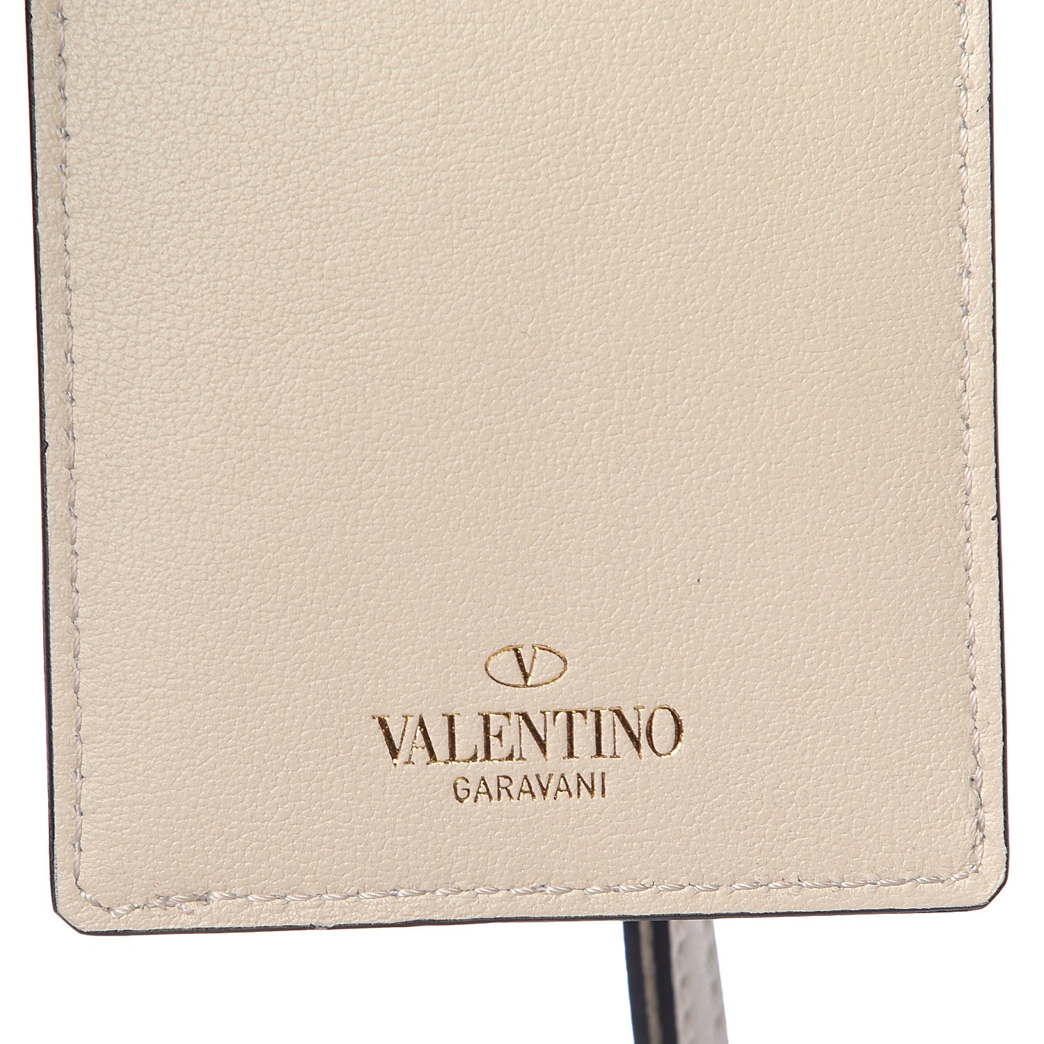 Valentino Garavani Vitello Rockstud Card Holder Keychain Ivory 4 of 7