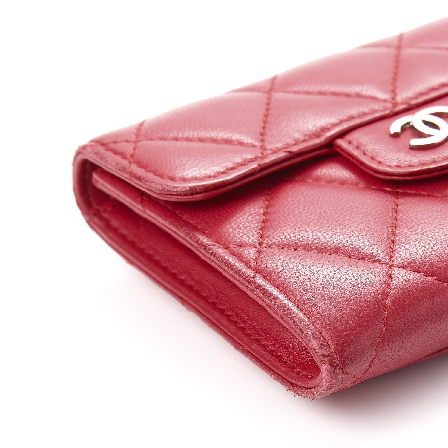 Chanel Lambskin Quilted Card Holder Dark Pink 11 of 15