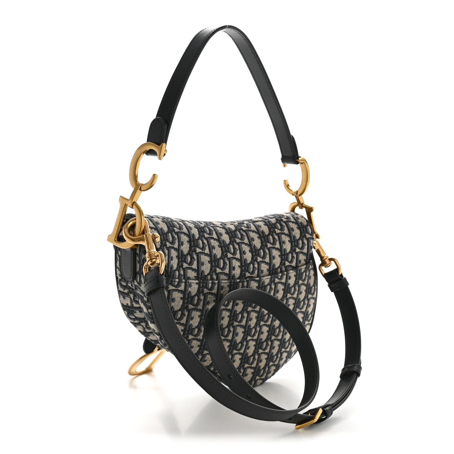 Christian Dior Oblique Saddle Bag With Strap Blue 4 of 13