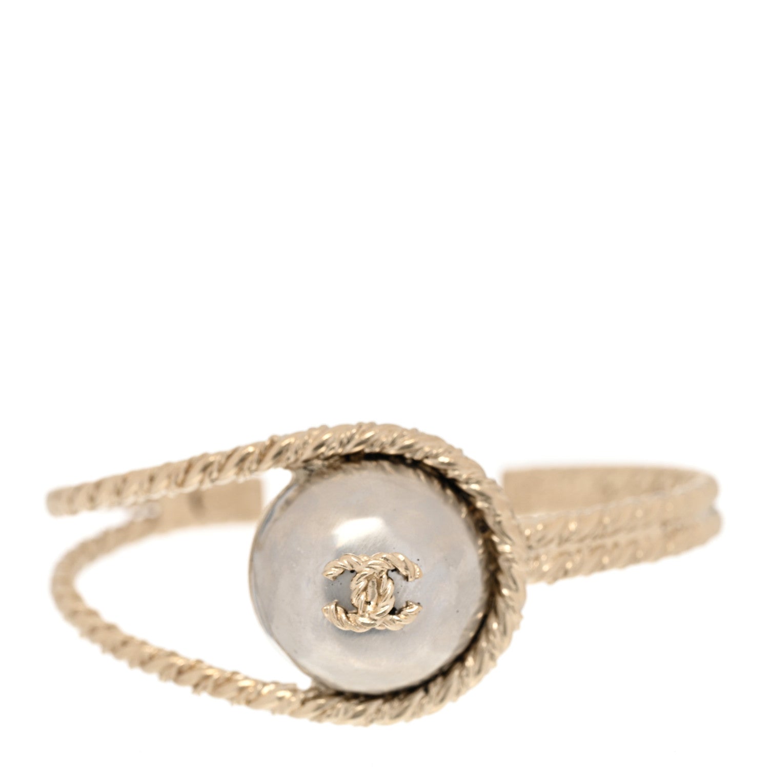 Chanel Pearl CC Rope Loop Cuff Bracelet Gold 1 of 5