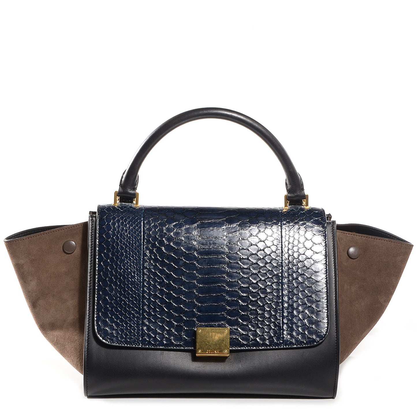 Python and Suede Small Tri-Color Trapeze Blue Brown Black