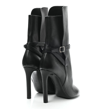 Saint Laurent Nappa Mica Buckle Ankle Booties 36 Black 4 of 9