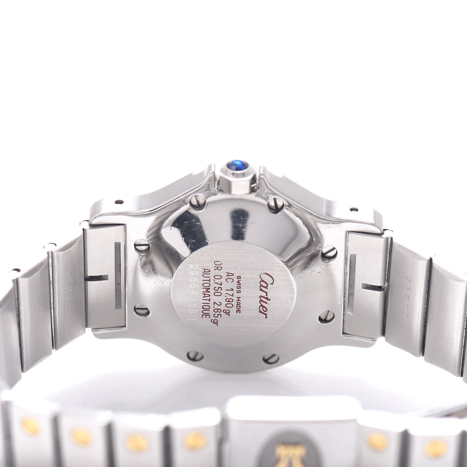 Cartier Stainless Steel 18K Yellow Gold 29mm Santos Octagon Automatic Watch 4 of 4