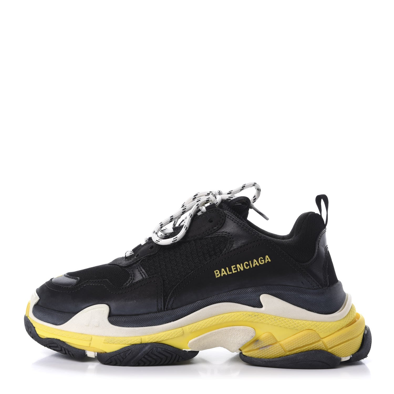 Balenciaga Fabric Mesh Womens Triple S Sneakers 41 Black Yellow 1 of 8