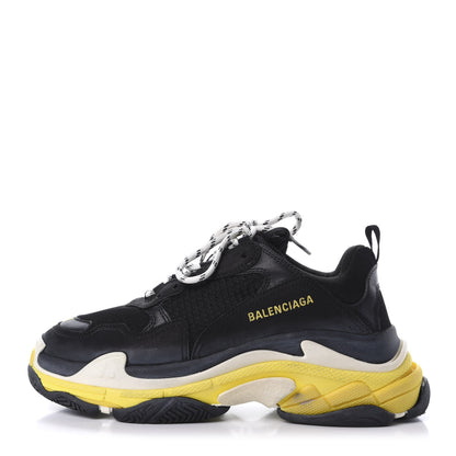 Balenciaga Fabric Mesh Womens Triple S Sneakers 41 Black Yellow 1 of 8