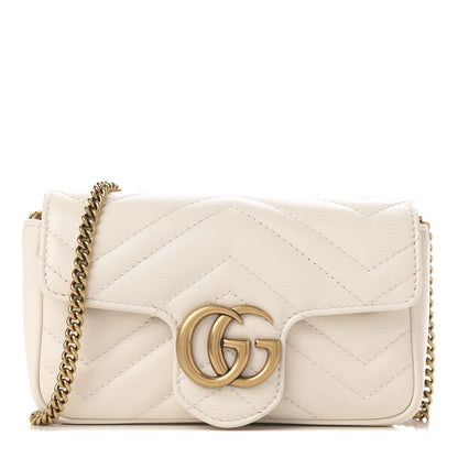 Gucci Calfskin Matelasse Super Mini GG Marmont Shoulder Bag White 1 of 10