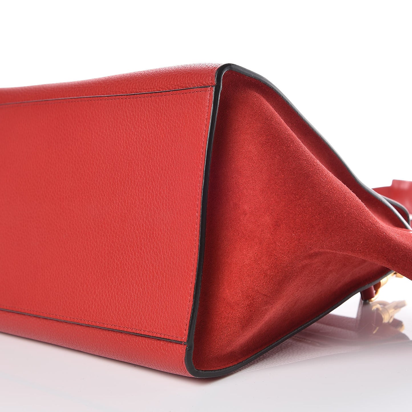 Drummed Calfskin Suede Small Trapeze Coquelicot