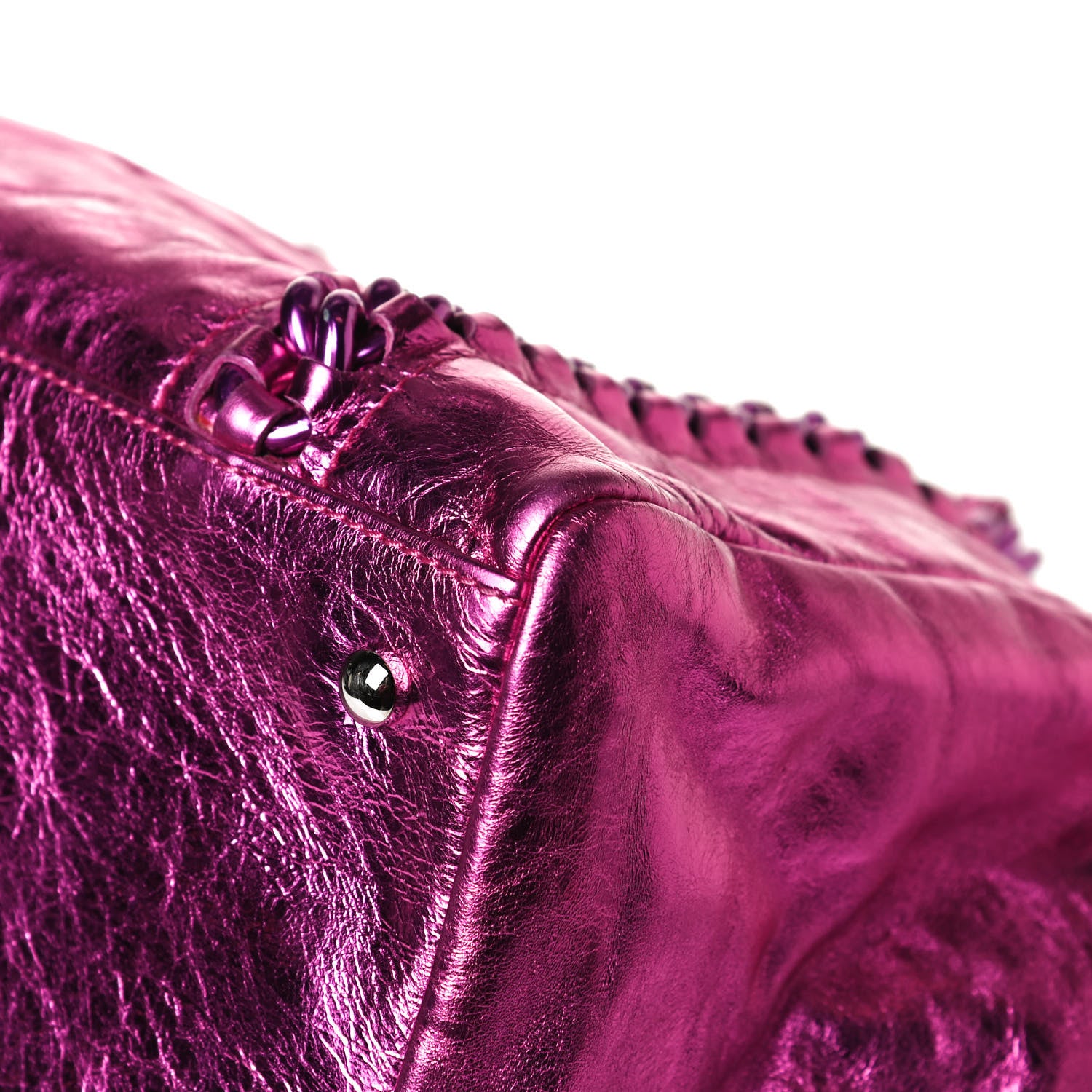 Chanel Metallic Cracked Calfskin Small Modern Chain Tote Fuchsia 11 of 14
