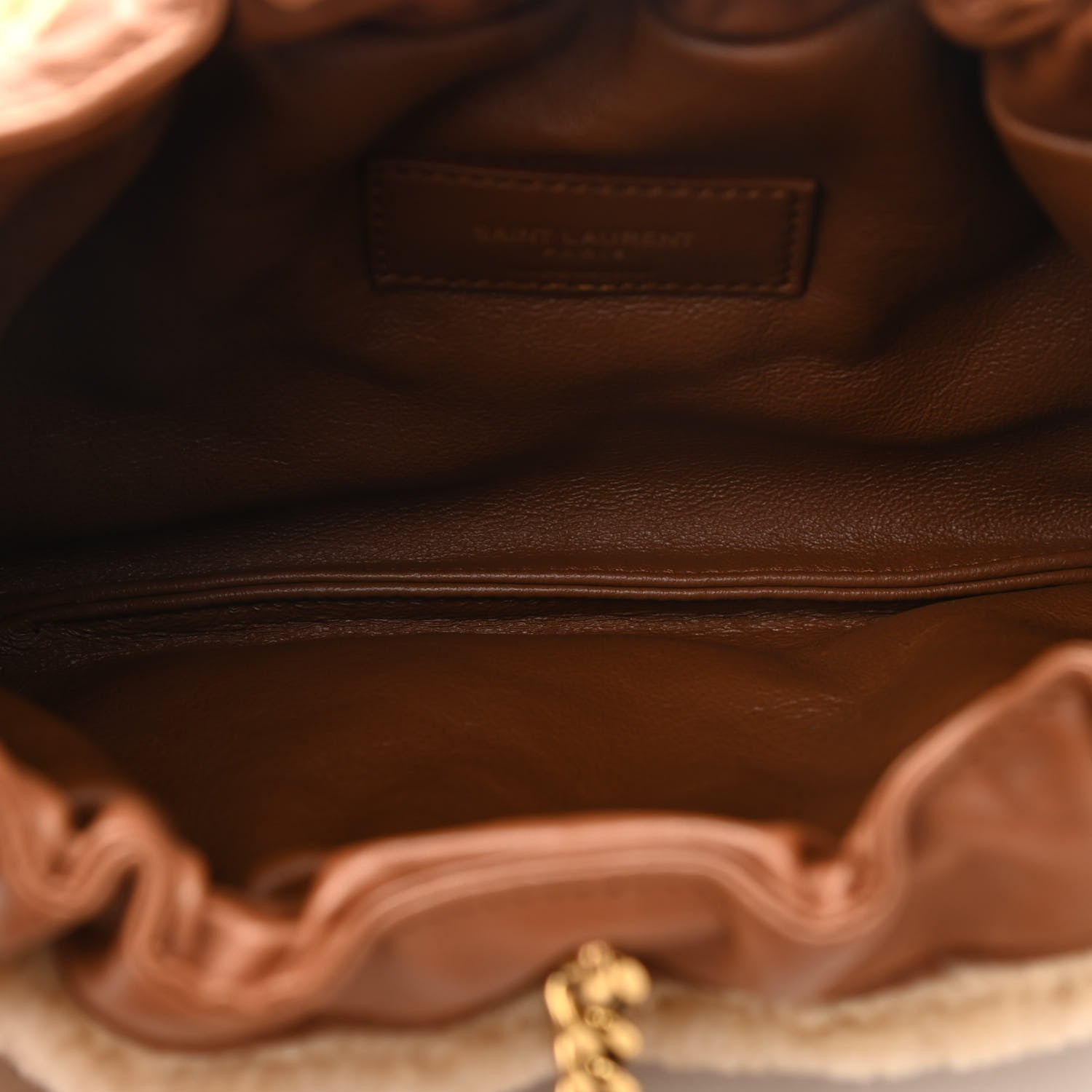 Saint Laurent Shearling Pac Pac Hobo Natural Brick 5 of 11