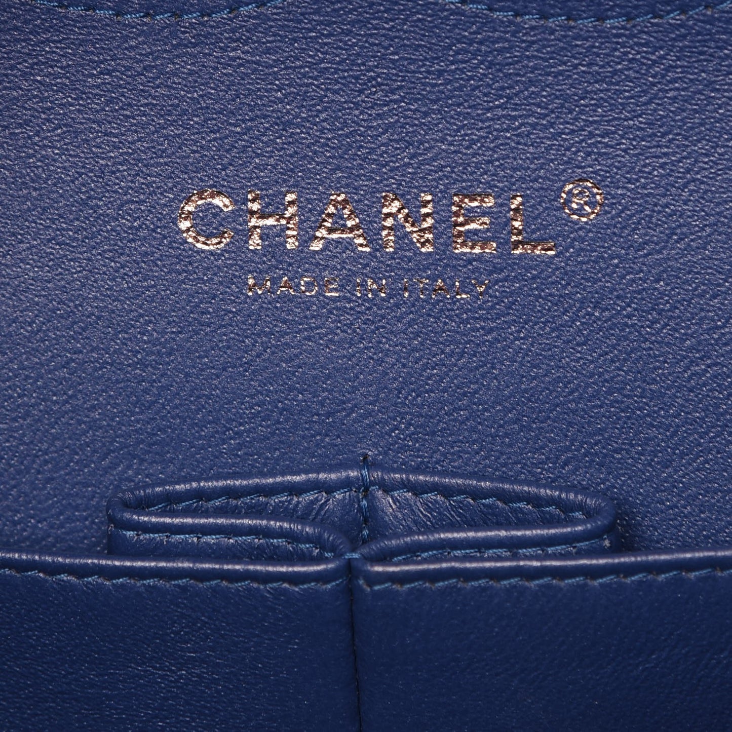 Patent Quilted Jumbo Double Flap Blue