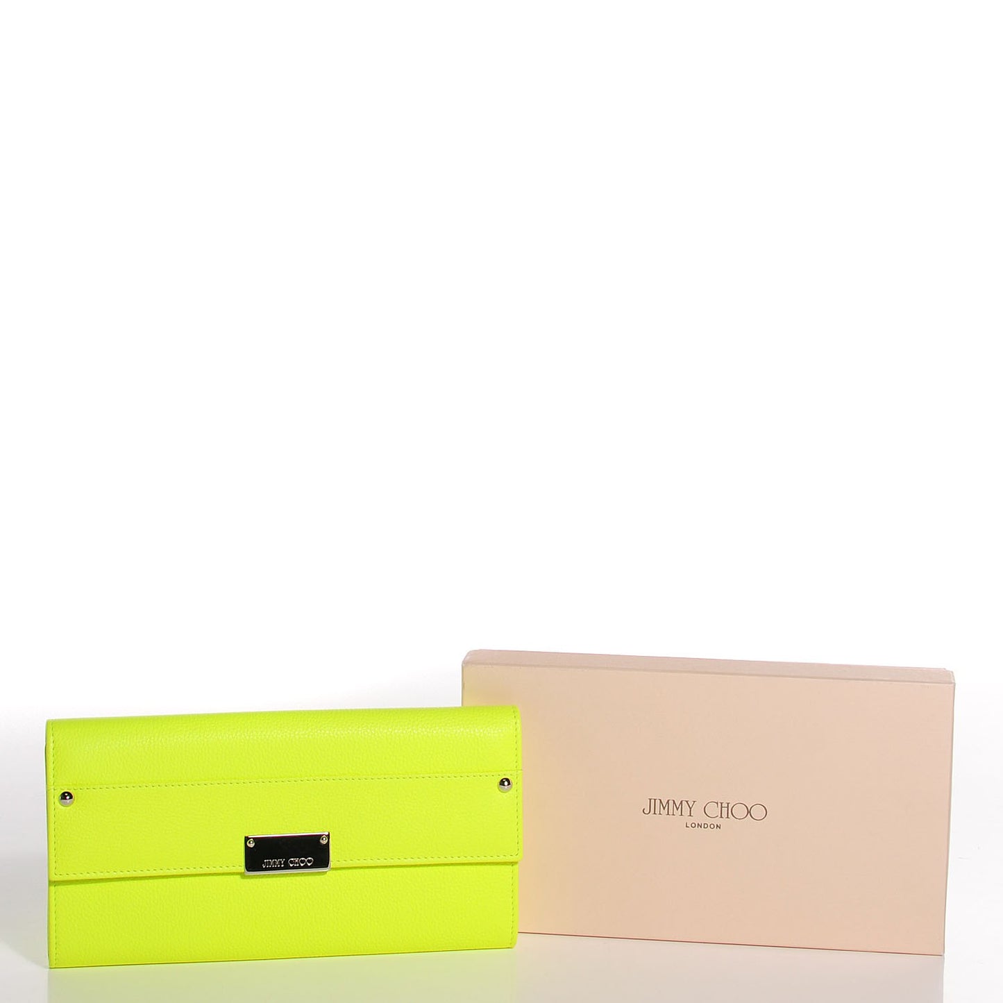 Grainy Calf Reese Wallet Clutch Neon Yellow