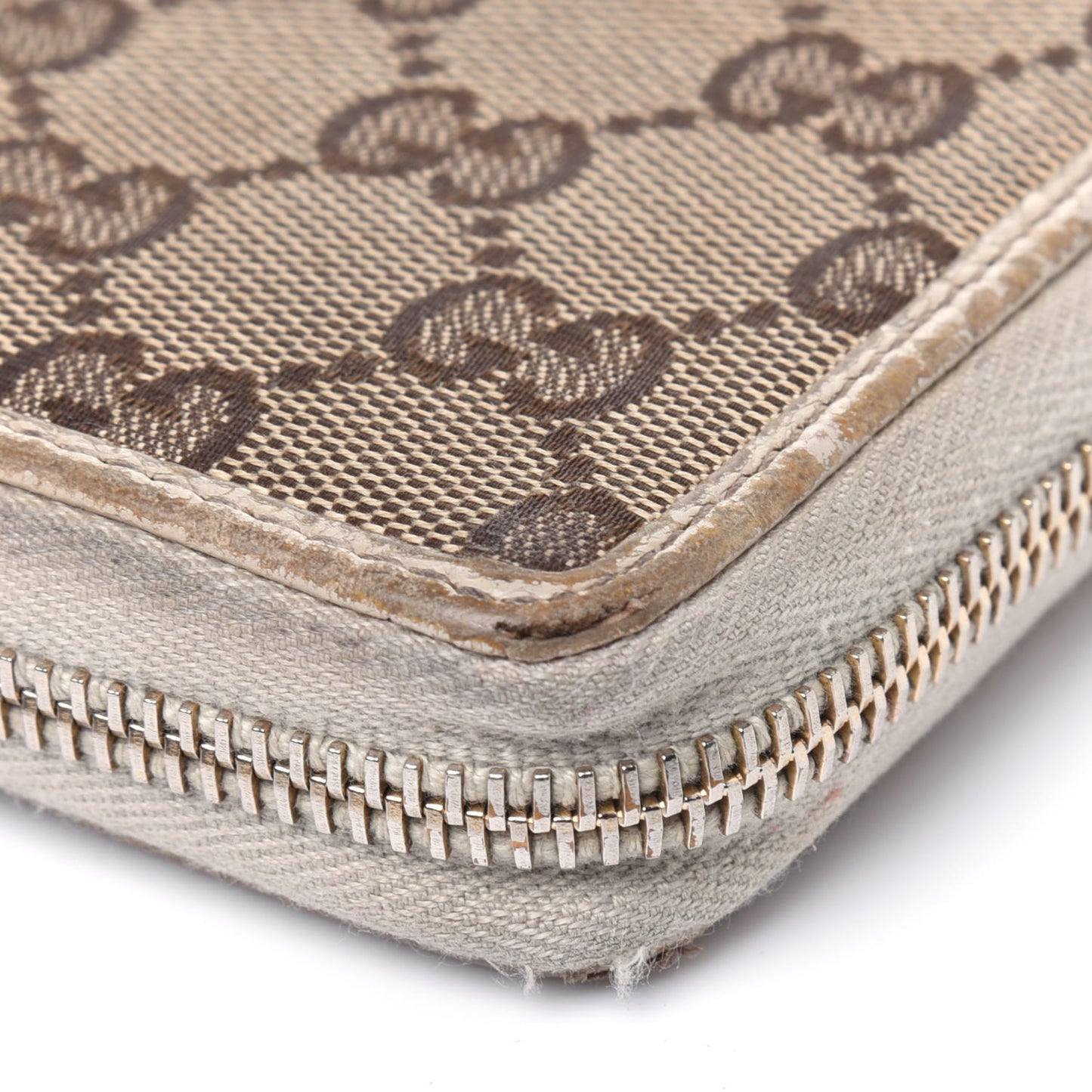 Monogram Metal Bar Zip Around Wallet Beige Ebony Off White