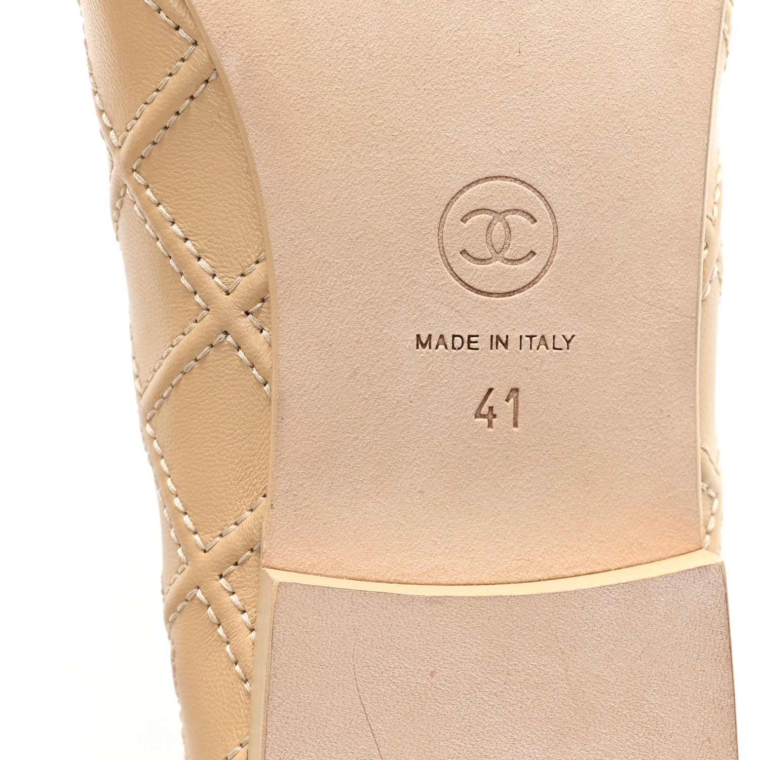 Chanel Lambskin Patent Double Stitched CC Cap Toe Ballerina Flats 41 Beige Black 7 of 9