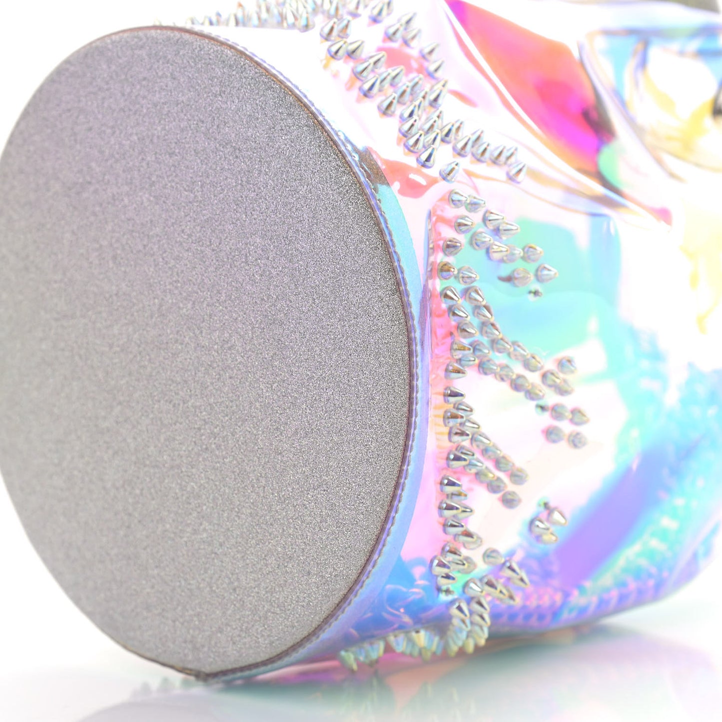 PVC Iridescent Marie Jane Studded Bucket Silver