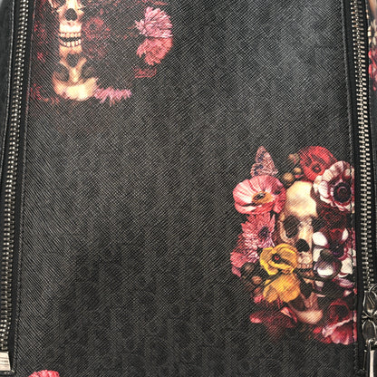 Christian Dior x Toru Kamei Coated Canvas Floral Skull Sling Backpack Grey Multicolor 8 of 10
