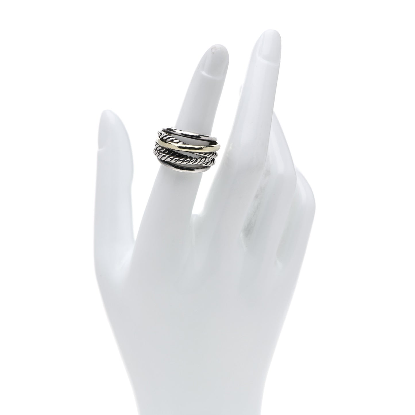 Sterling Silver 14K Yellow Gold Narrow Crossover Ring 52 6