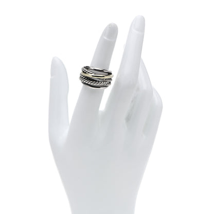 David Yurman Sterling Silver 14K Yellow Gold Narrow Crossover Ring 52 6 2 of 5