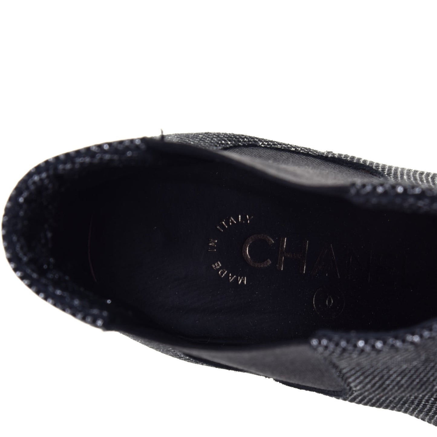 Mesh CC Cap Toe Ankle Boots 36 Argent Black