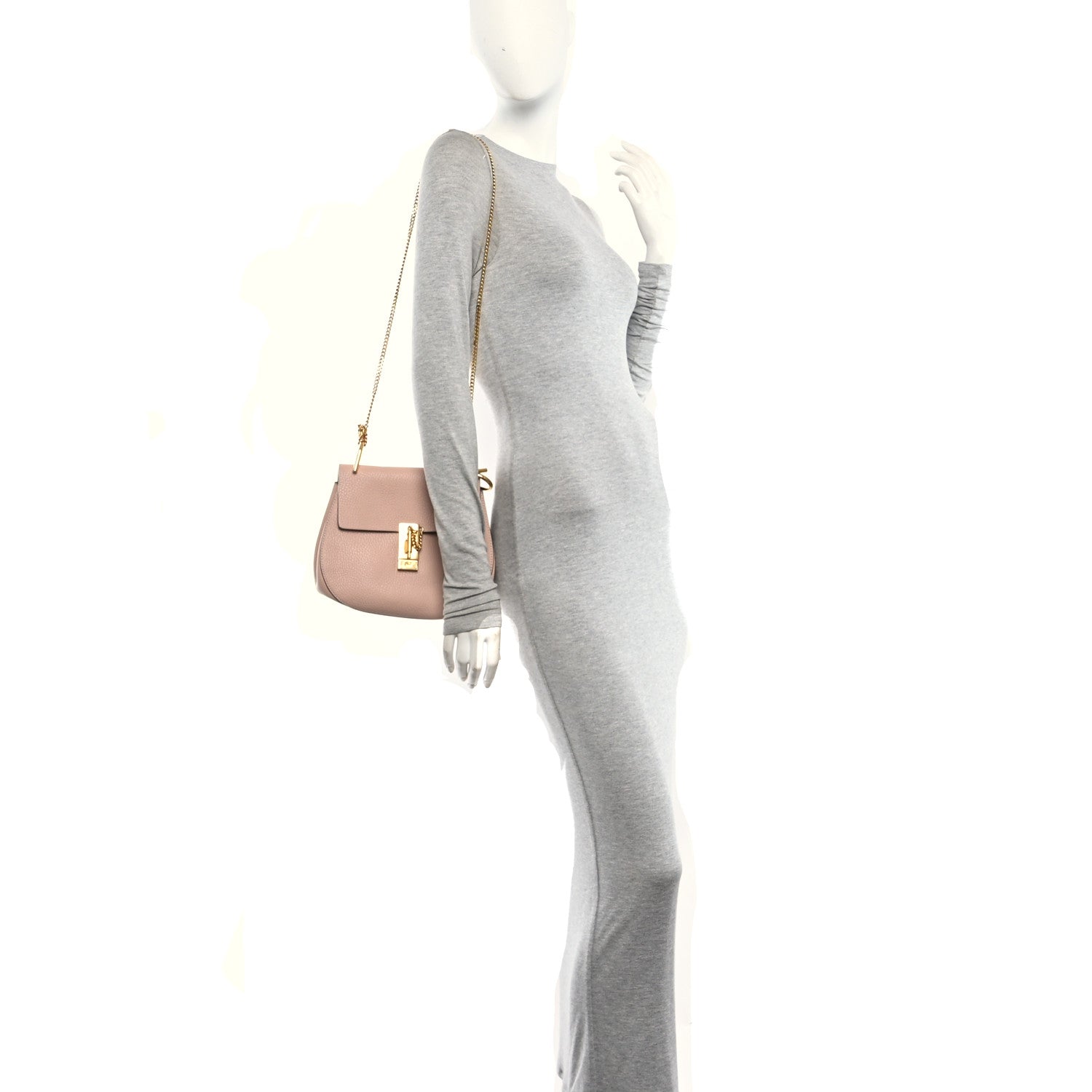 Chloe Grained Lambskin Drew Shoulder Bag Cement Pink 2 of 9