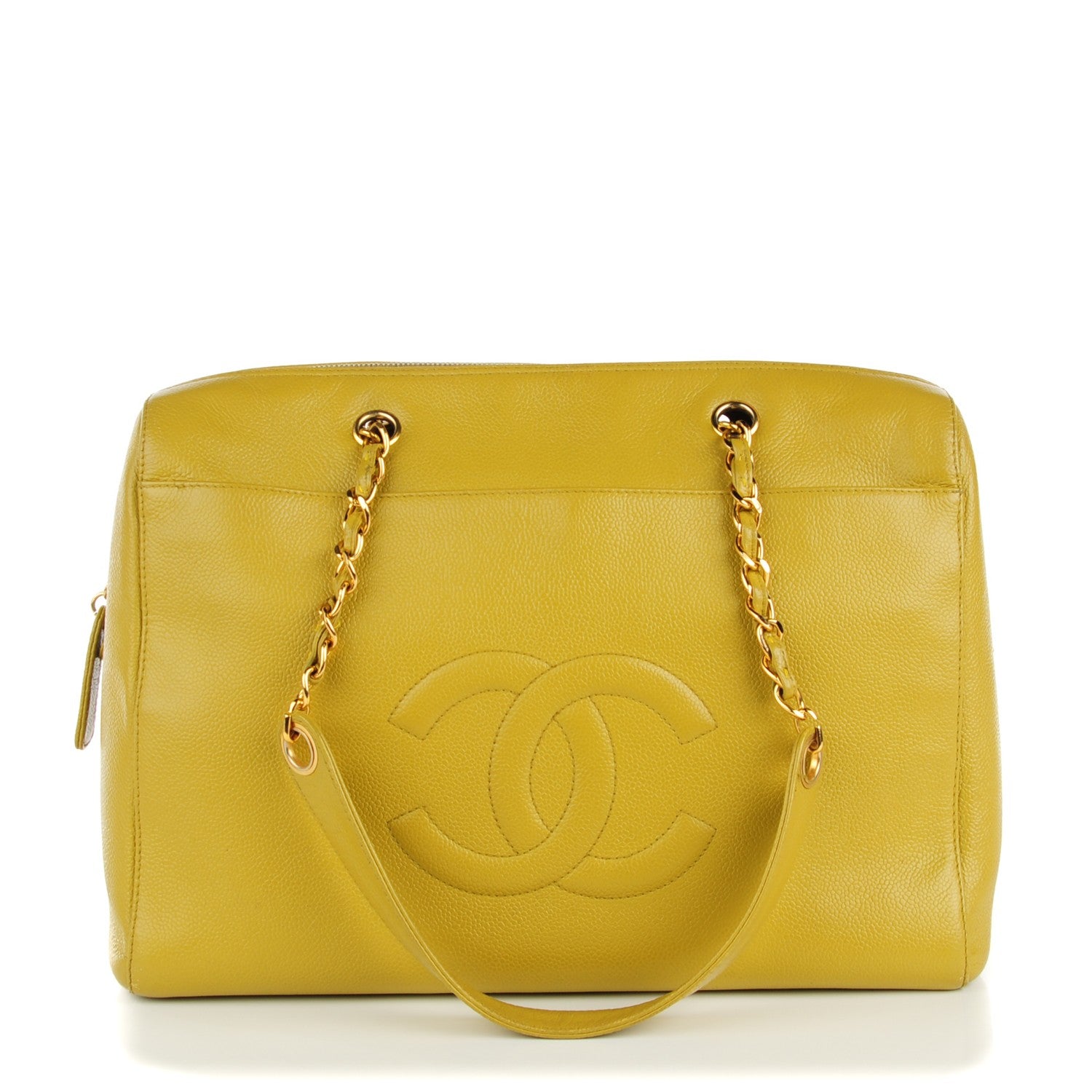 Chanel Caviar Large CC Shoulder Bag Chartreuse 1 of 9