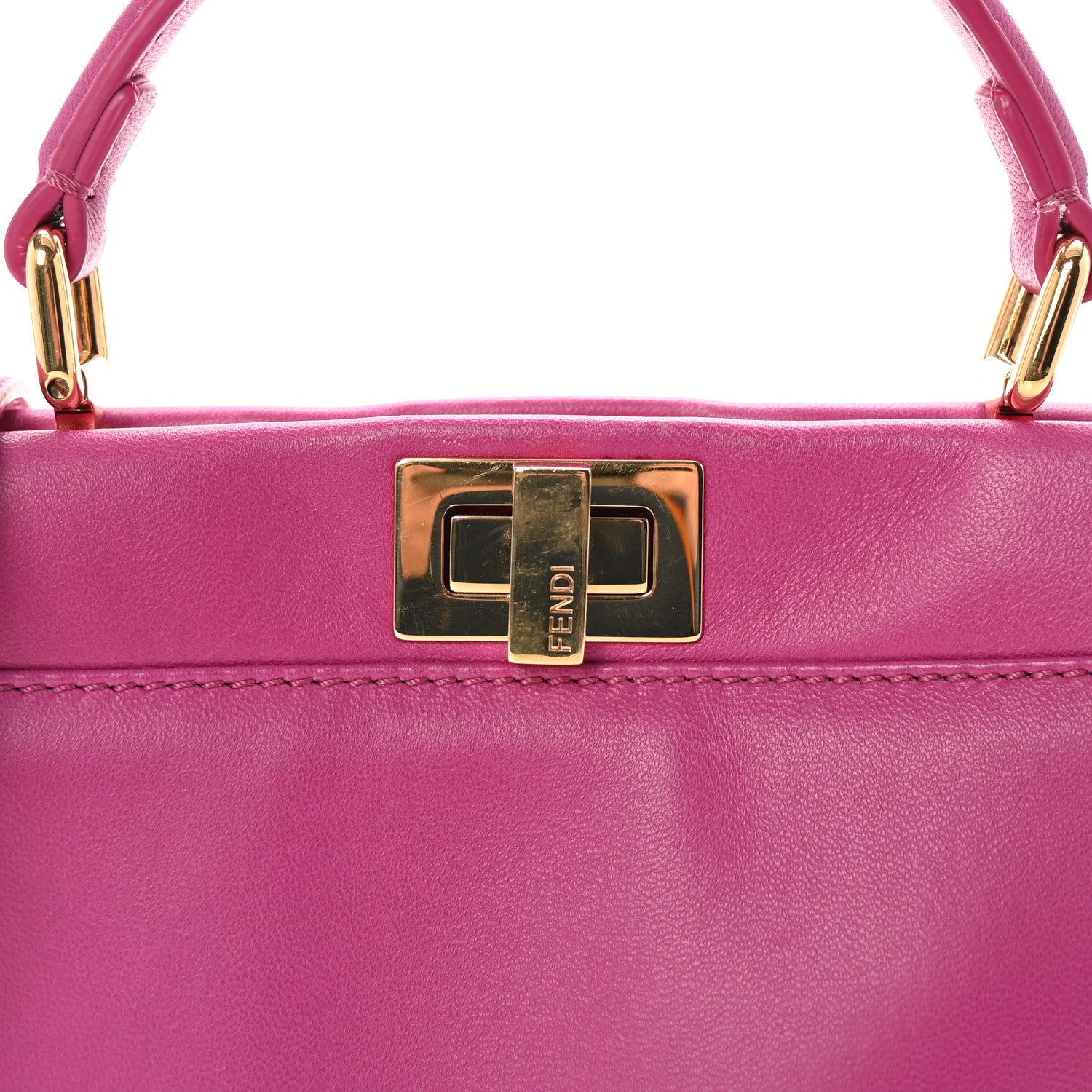 Fendi Nappa Mini Peekaboo Iconic Satchel Magenta 7 of 9