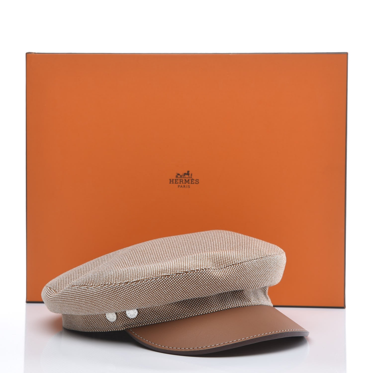Hermes Cotton Silk Swift Clou de Selle Vauban Cap 57 Gold 10 of 10