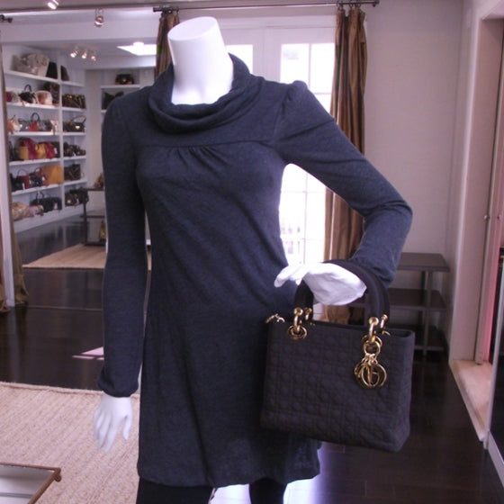 Christian Dior Canvas Cannage Medium Lady Dior Brown 2 of 9