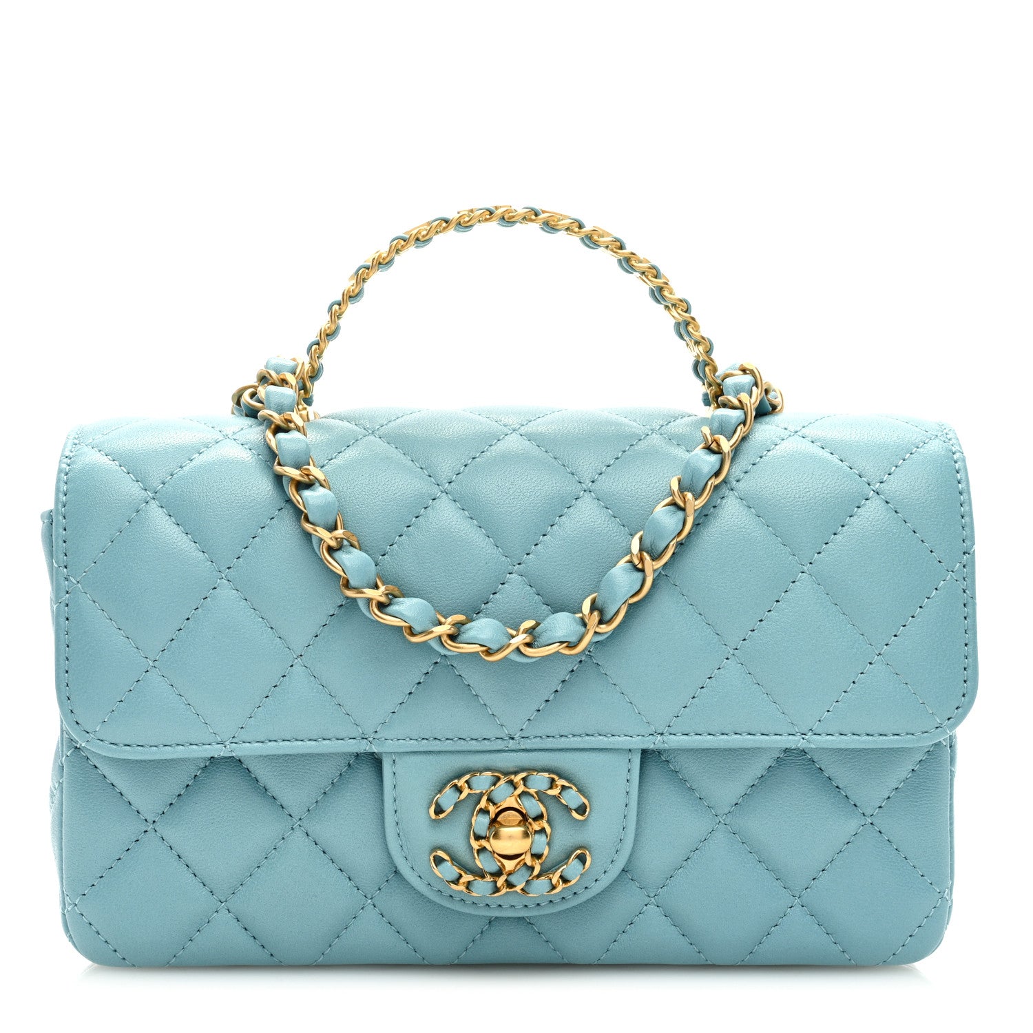 Chanel Lambskin Quilted Mini Strass On Top Flap Blue 1 of 9