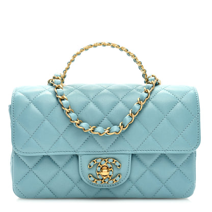 Chanel Lambskin Quilted Mini Strass On Top Flap Blue 1 of 9