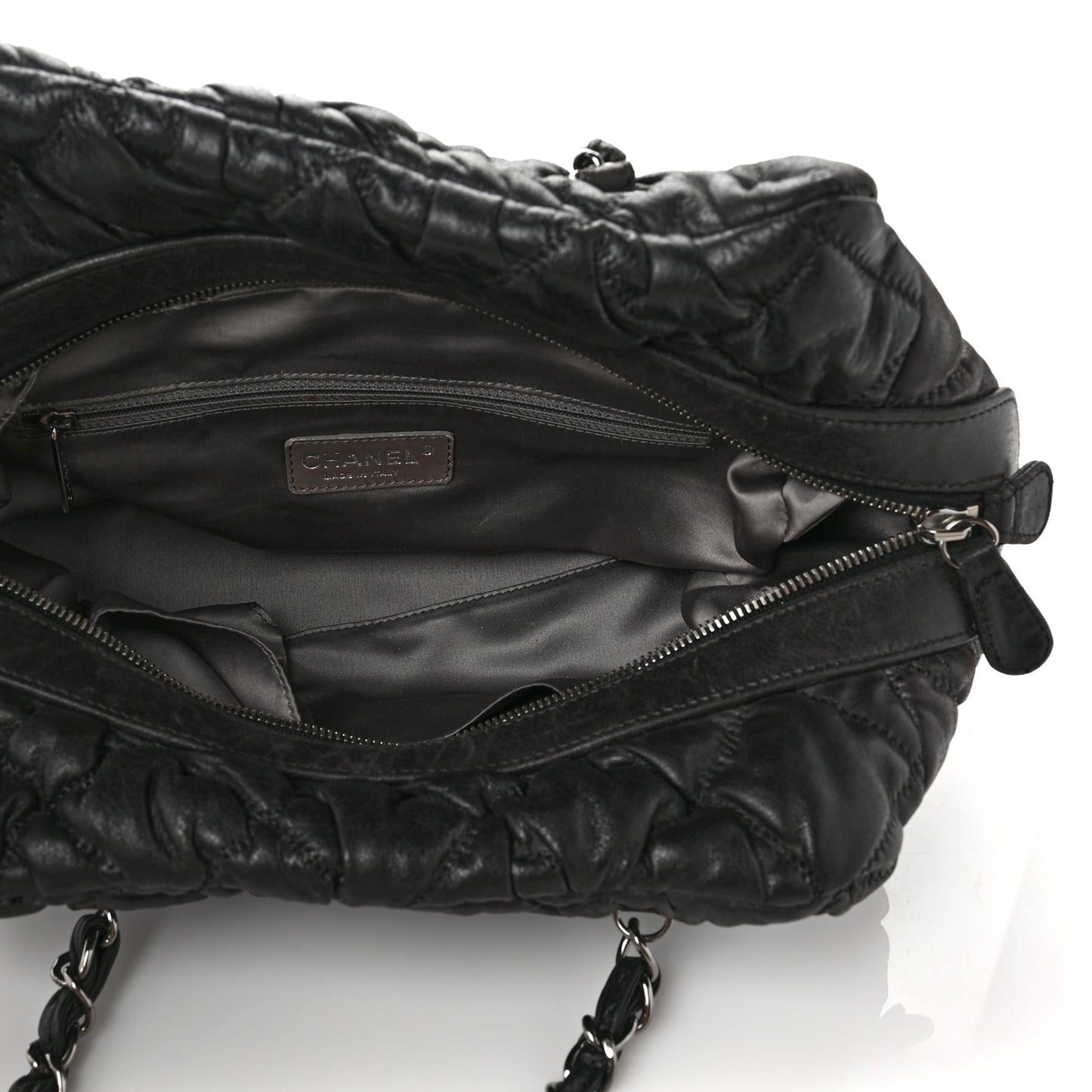 Calfskin Bubble Quilt Bowler Black