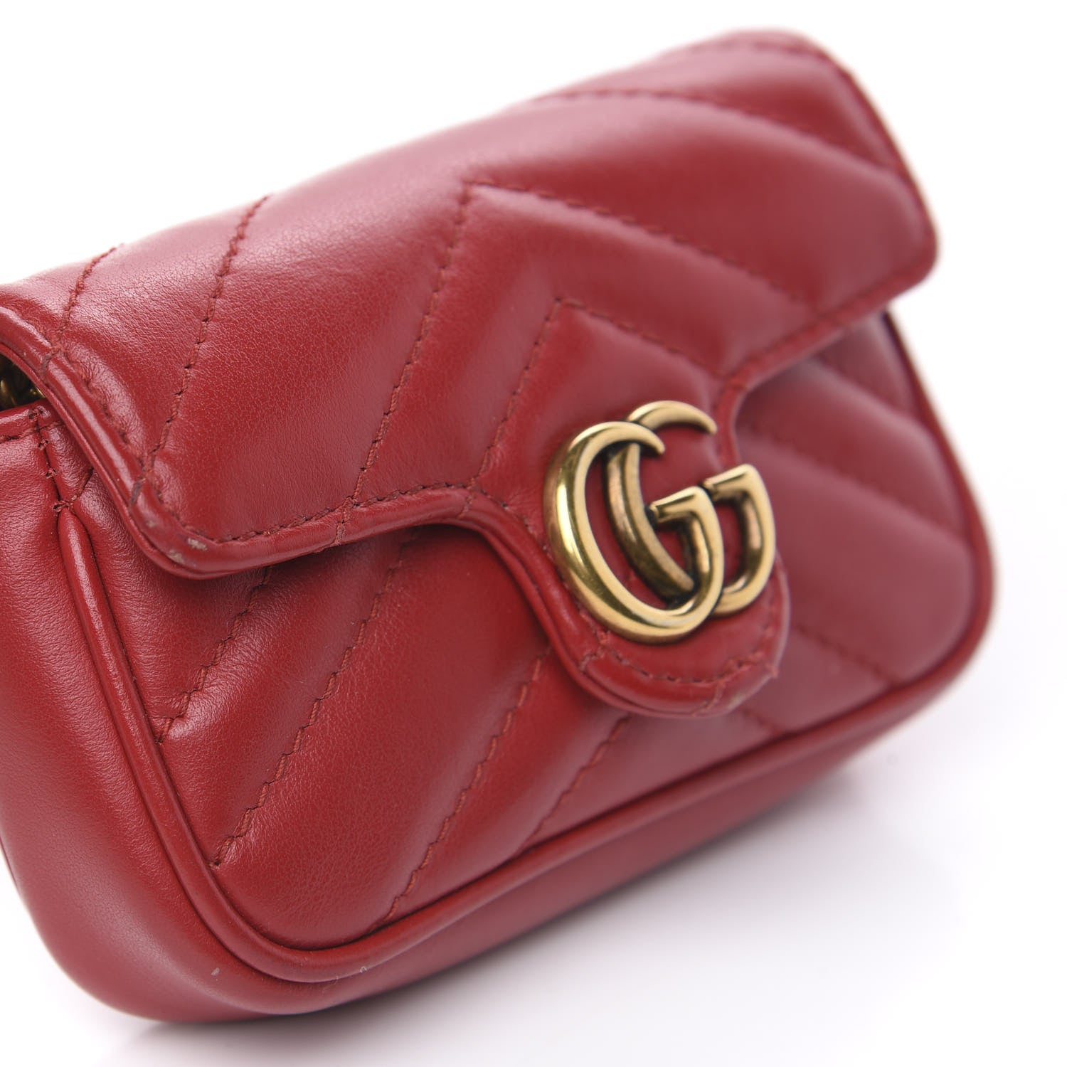 Gucci Calfskin Matelasse GG Marmont 2.0 Coin Purse On A Chain Hibiscus Red 6 of 10