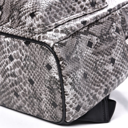 MCM Visetos Snakeskin Printed Small Stark Backpack Light Grey 7 of 9