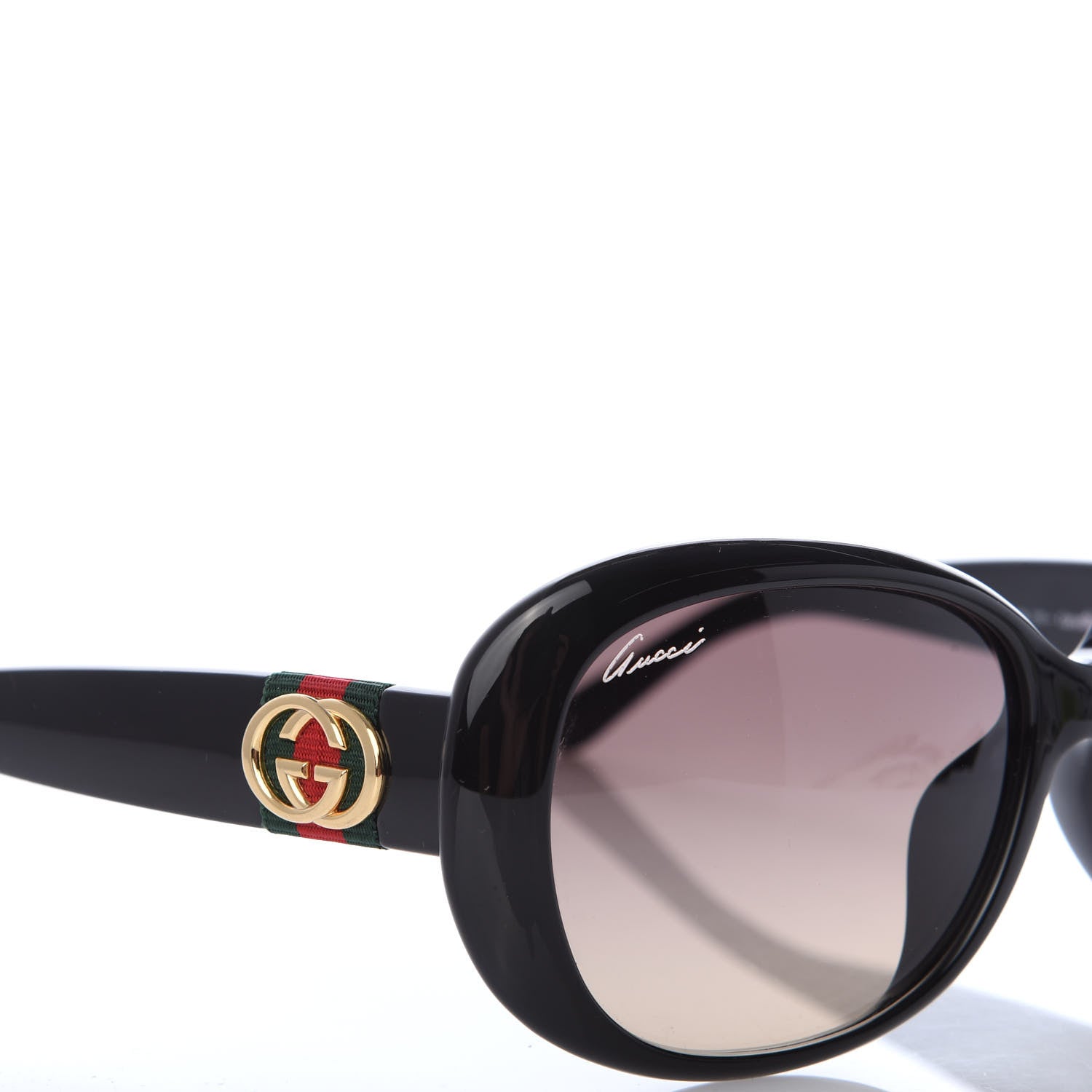 Gucci Acetate Oval Frame Web Sunglasses GG3660KS Black 7 of 8