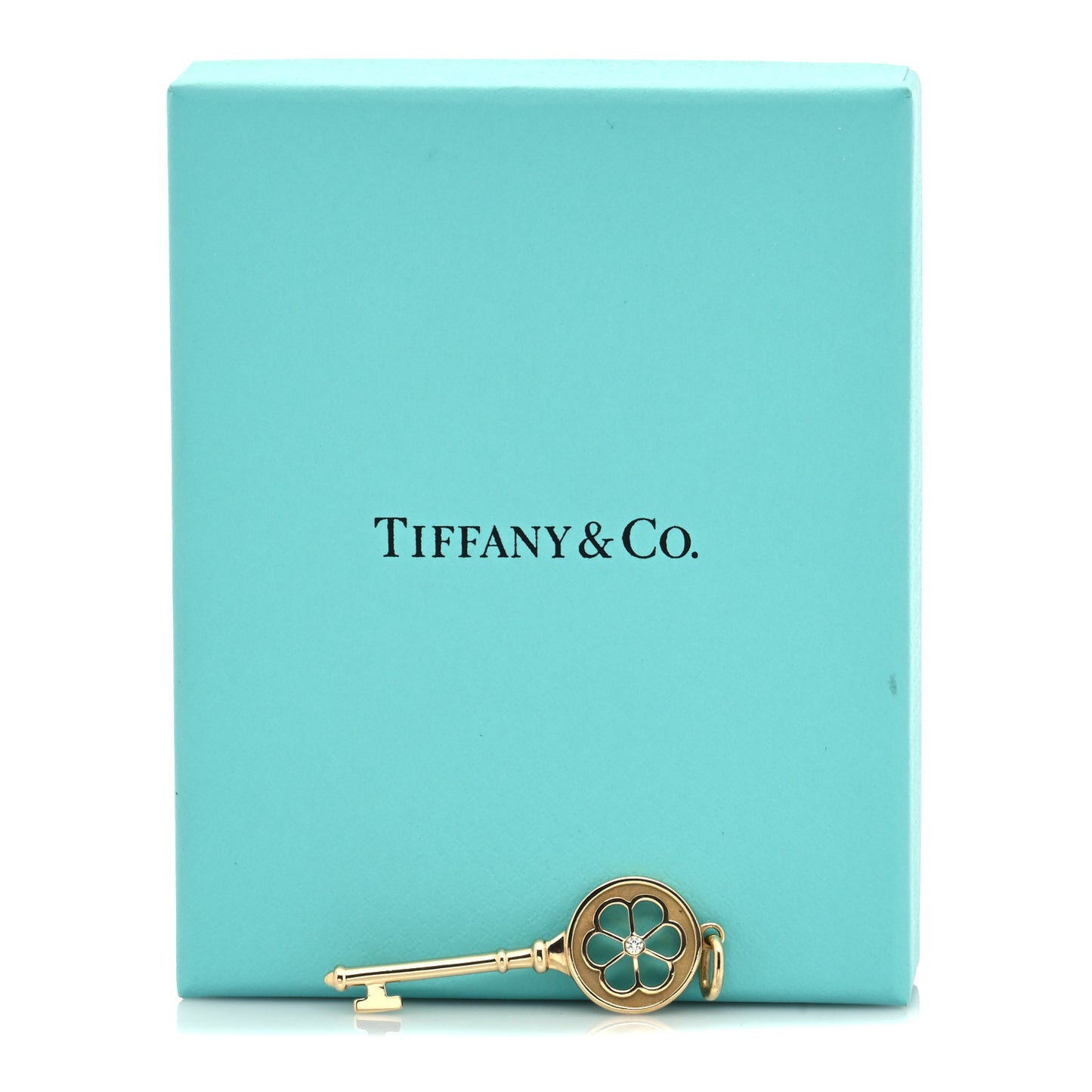 18K Yellow Gold Diamond Blossom Key Pendant