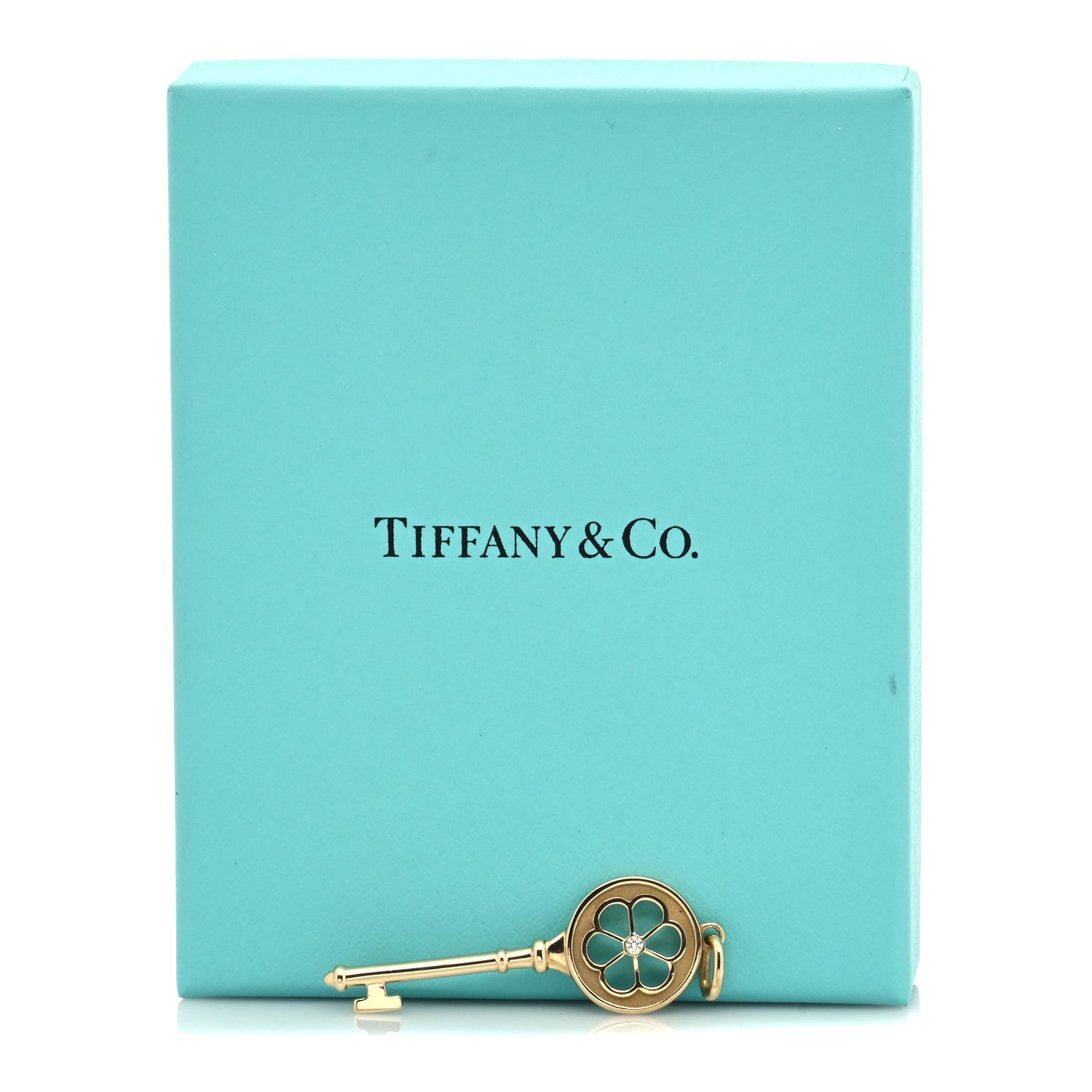 Tiffany 18K Yellow Gold Diamond Blossom Key Pendant 6 of 6