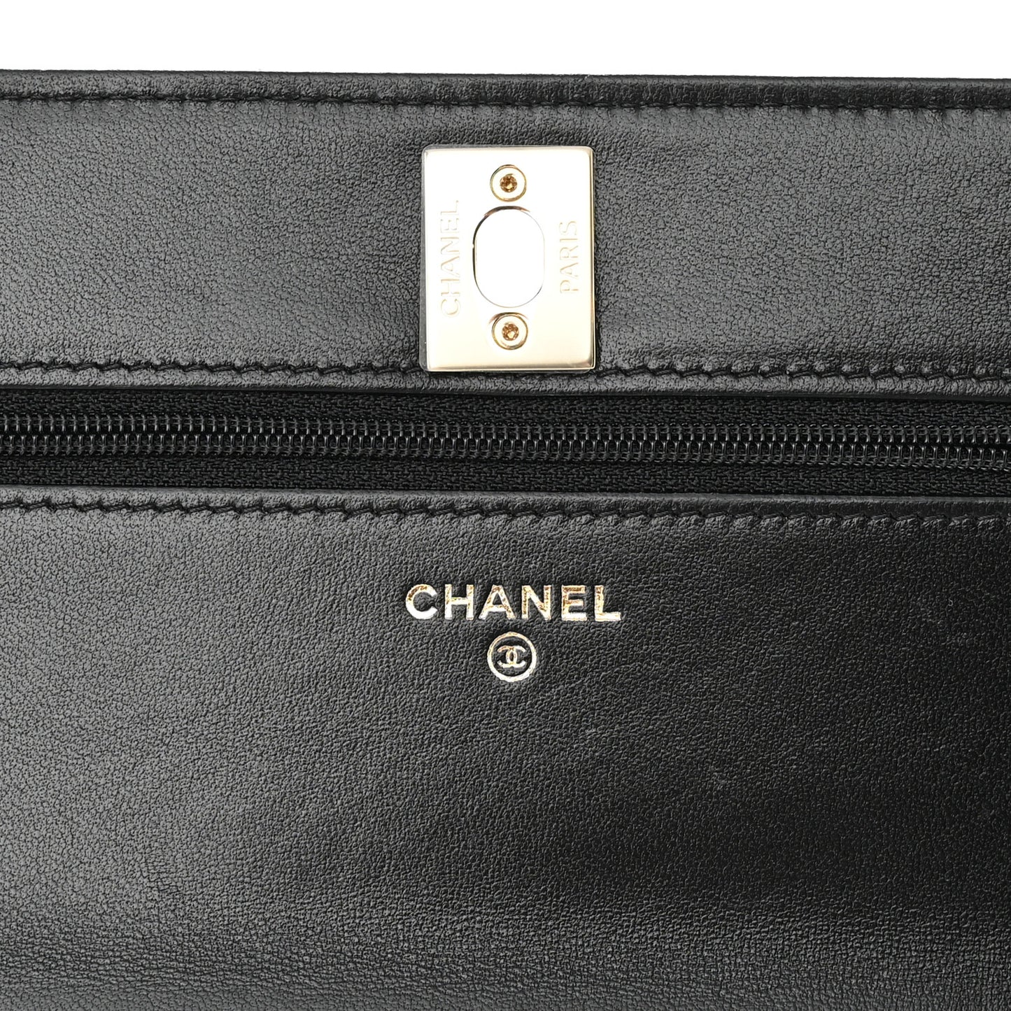 Lambskin Quilted Trendy CC Wallet On Chain WOC Black