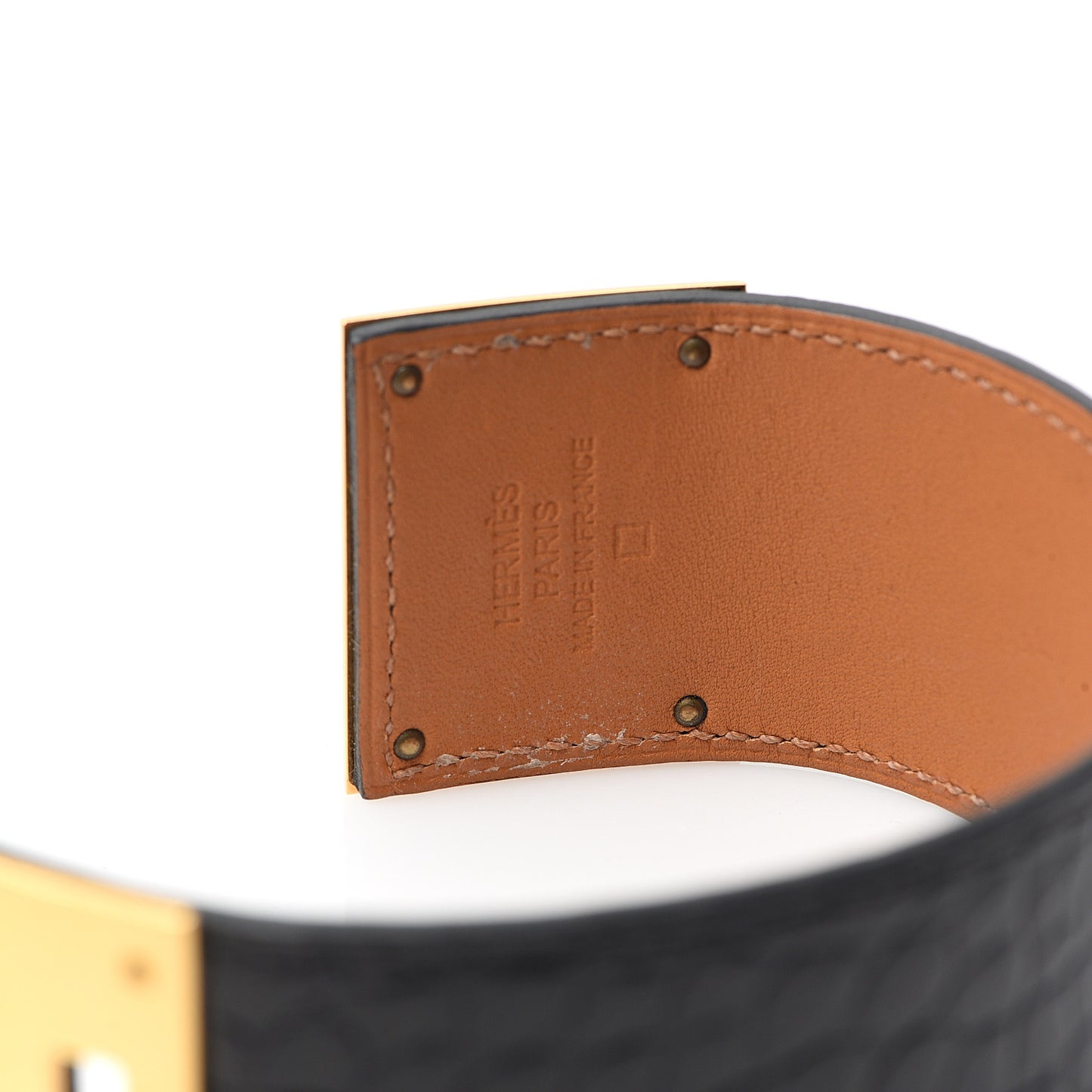 Shiny Alligator Kelly Dog Cuff Black